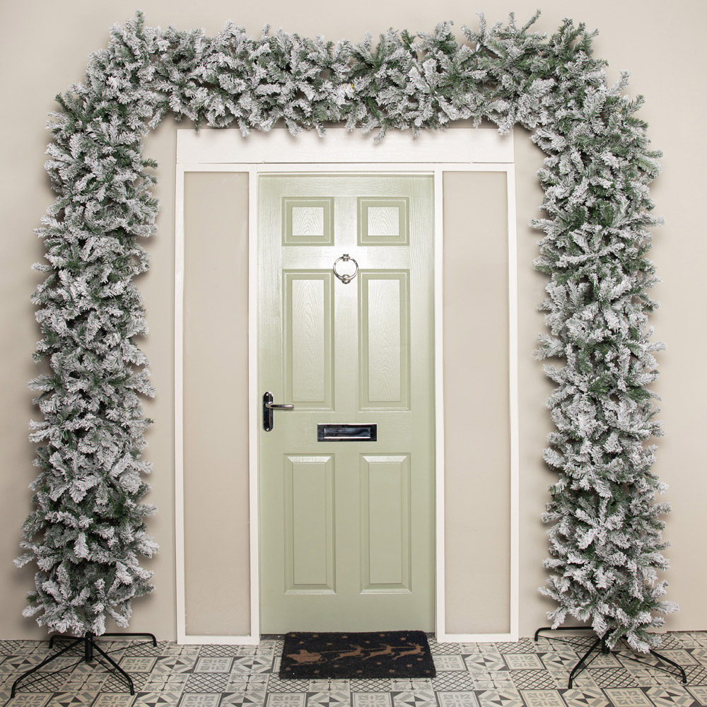 Samuel Alexander Double Door Artificial Snow Flocked Christmas Tree Arch 8ft Image 2