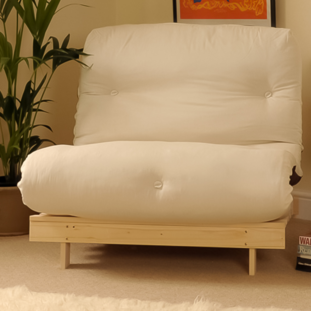 Brooklyn Luxury Double Sleeper Cream Futon Base and Mattress Wilko