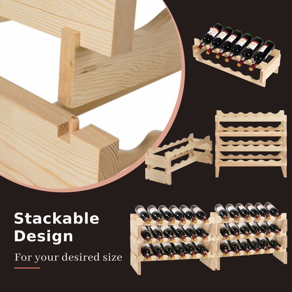 Costway 6 Shelf 36 Bottle Stackable Wine Rack Image 8