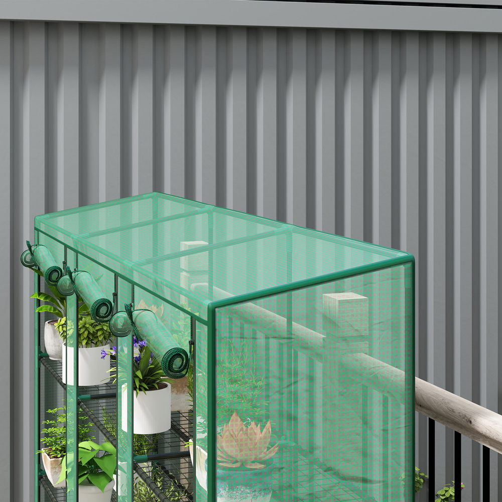 Outsunny 3 Tier Green PE Cover Lean To 4.7 x 7ft Mini Greenhouse Image 3
