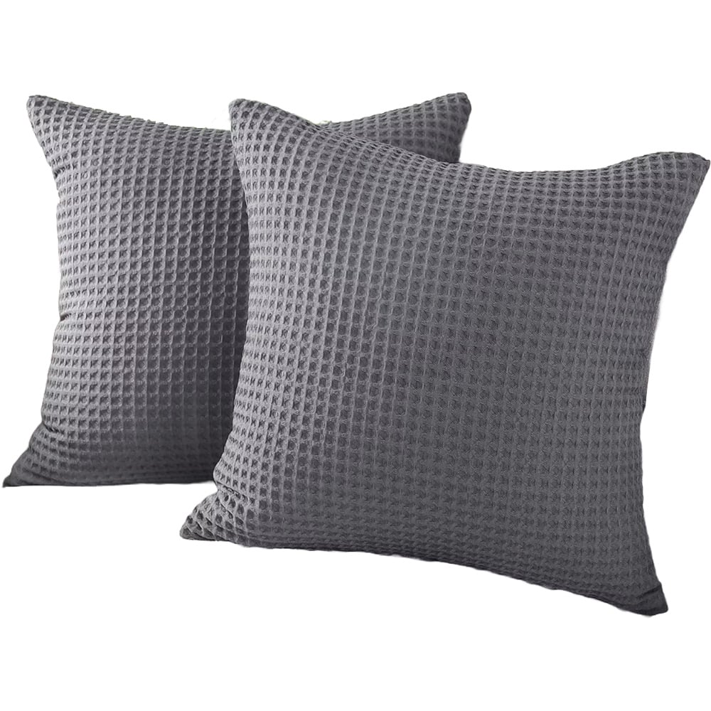 Allure Home Fashions Hotel Graphite Waffle Cushion Cover 2 Pack 50 x 50cm Image 1