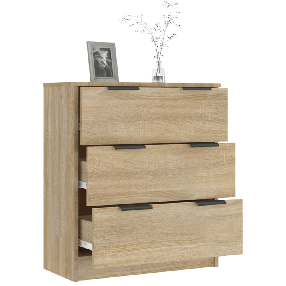 vidaXL 3 Drawer Sonoma Oak Sideboard Image 4
