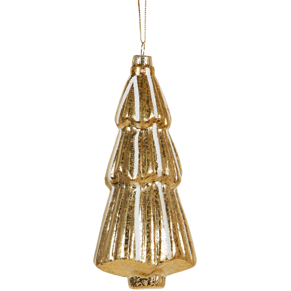 Set of 2 Hanging Tree Decorations - Gold Image 7