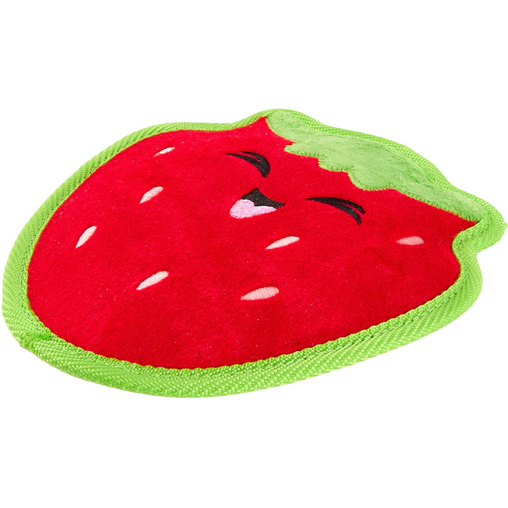 Tough Fruit Strawberry Dog Toy Red Image 2