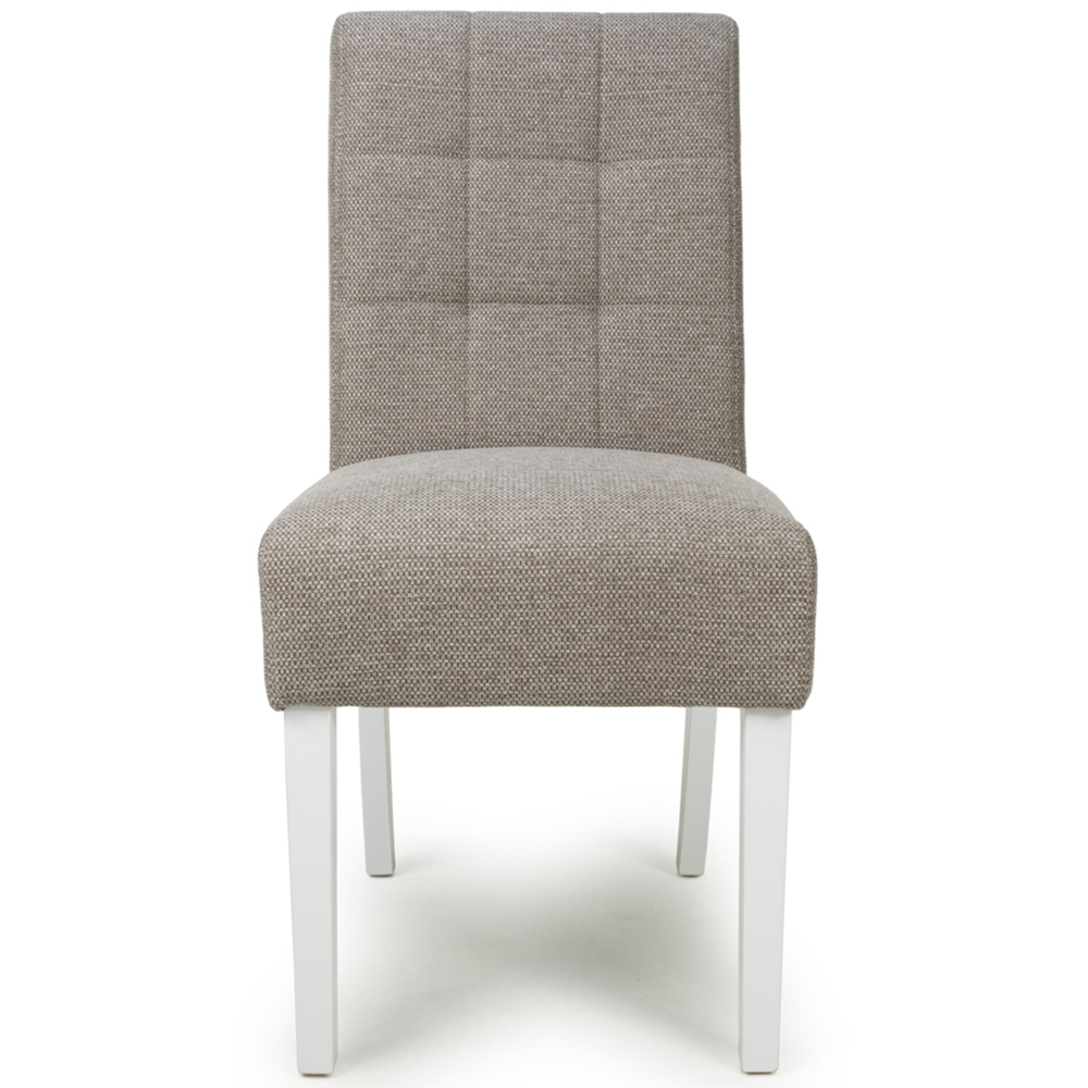 Portland Harlow Mocha Weave White Legs Waffle Back Dining Chair Image 4