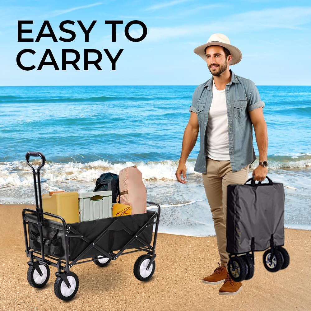Alivio Black Foldable Wagon Cart with Adjustable Handle Image 7