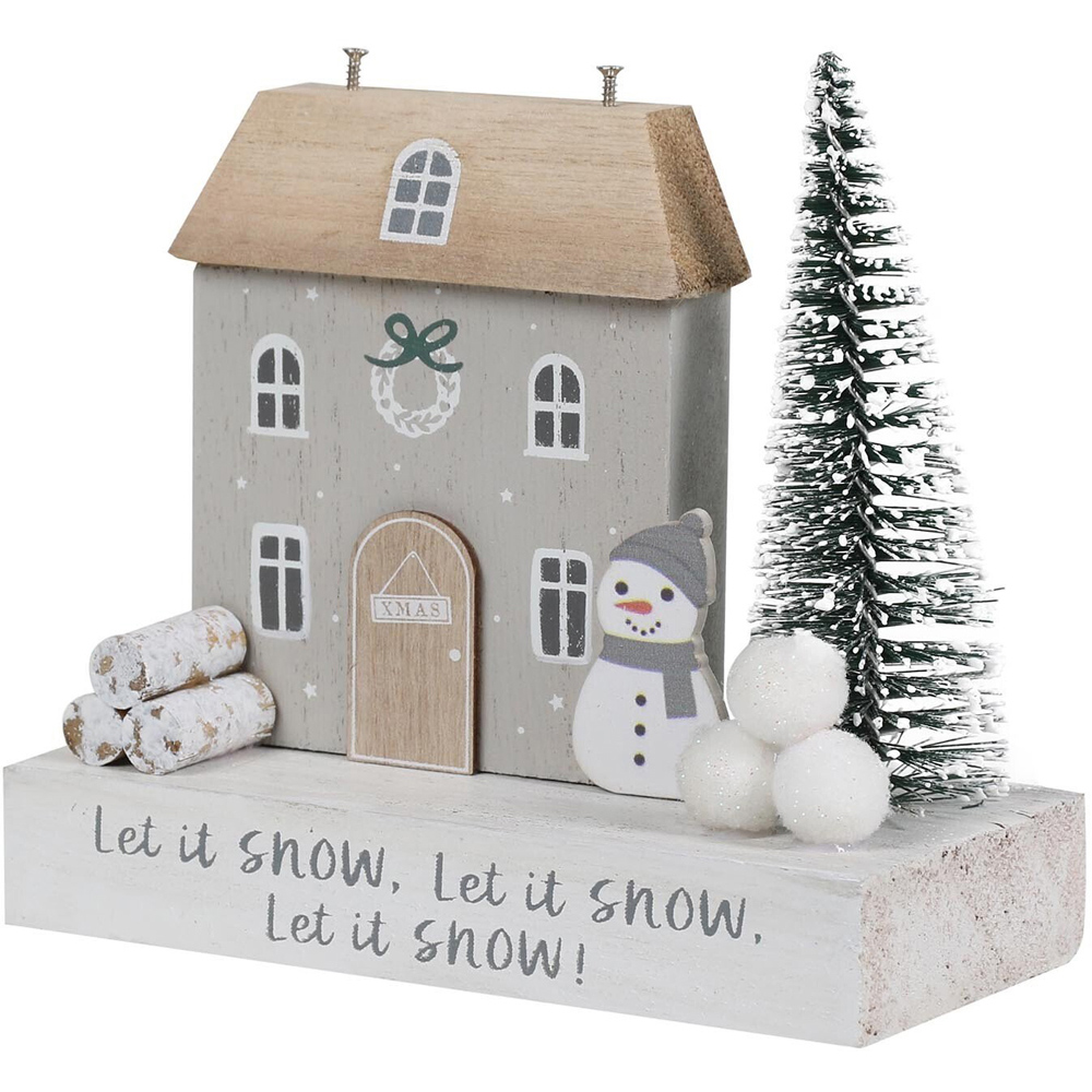Let It Snow Wooden House Scene - Grey Image 2