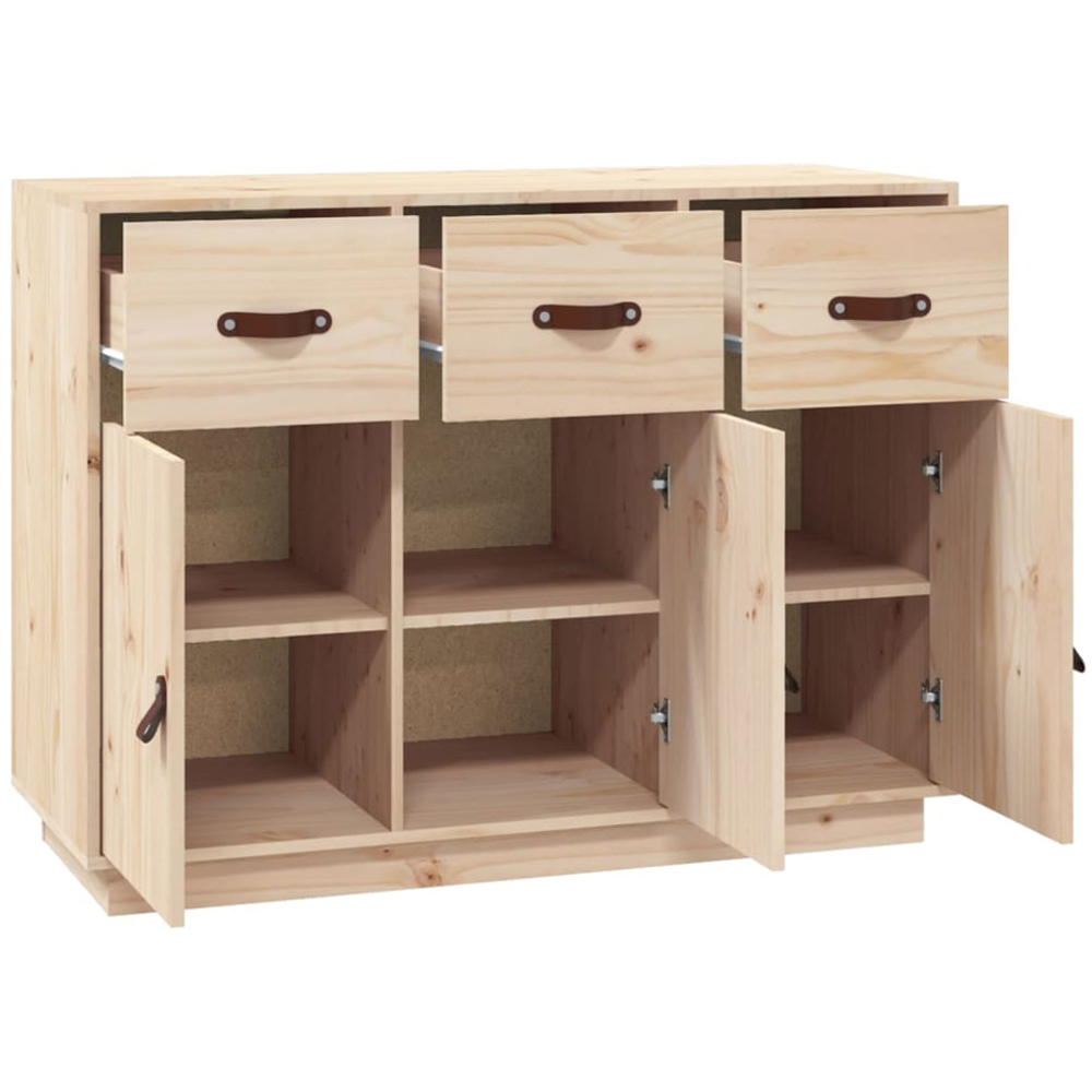 vidaXL 3 Door 3 Drawer Natural Solid Pine Wood Sideboard Image 5