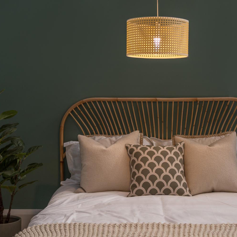 ValueLights Reni Natural Wicker Ceiling Drum Lamp Shade Large Image 6