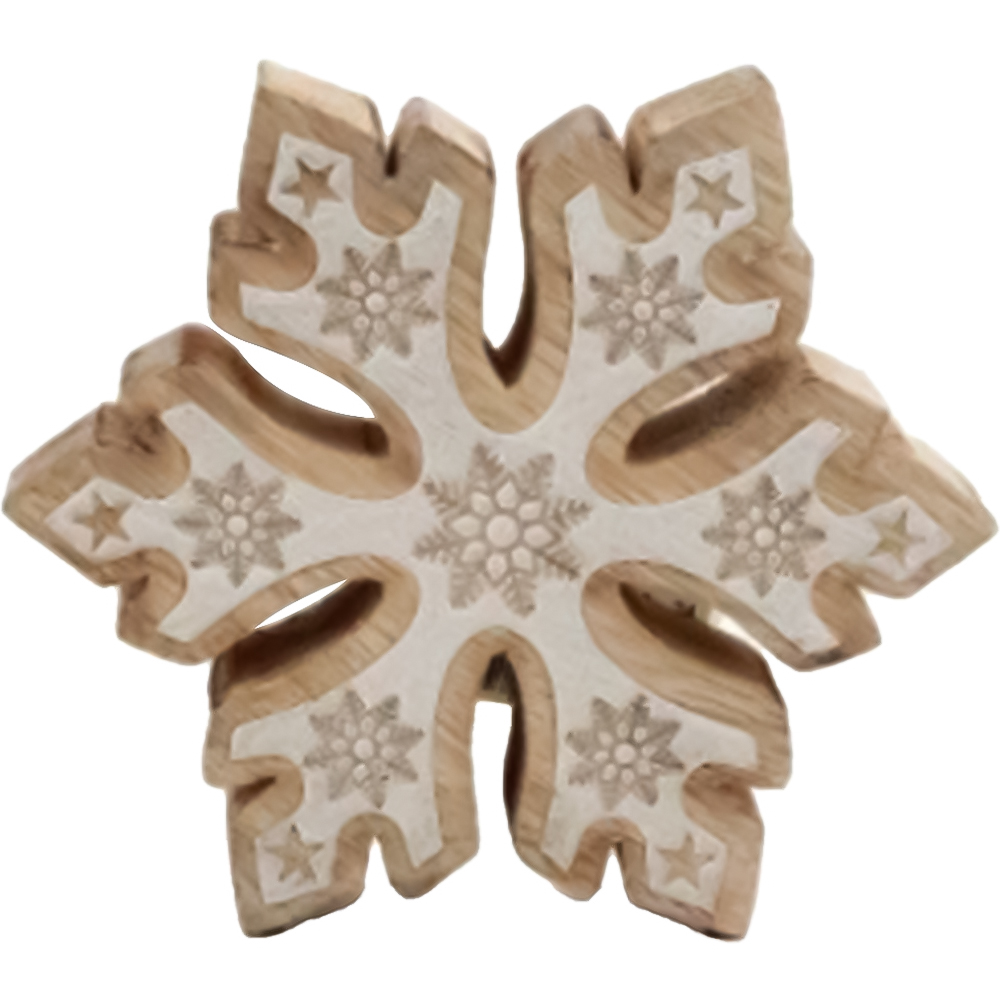 Marco Paul White Wooden Snowflake Decoration Ornament Image