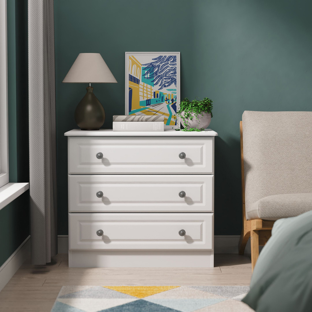 Crowndale Pembroke 3 Drawer Matt White Chest of Drawers Ready Assembled Image 7