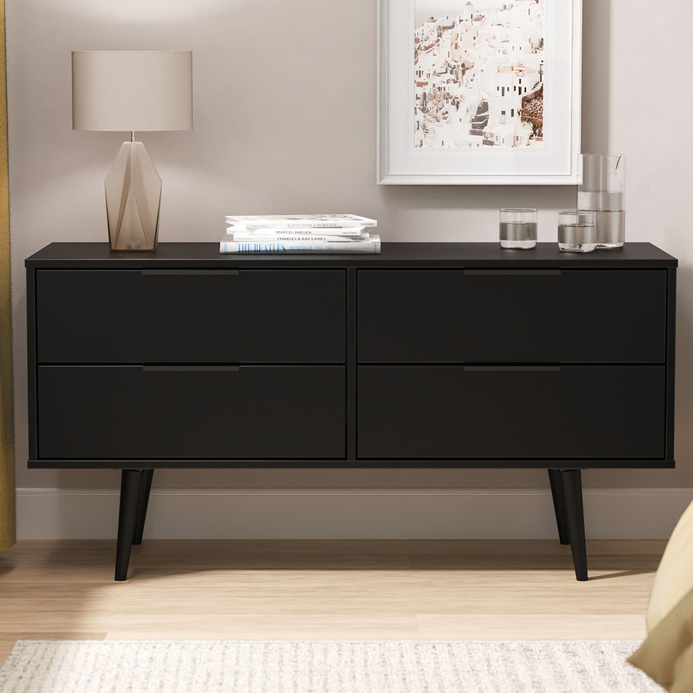 Crowndale Hong Kong 4 Drawer Matt Black Bed Box Ready Assembled Image 1
