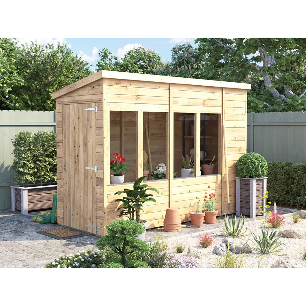 Dunster House Overlord 4 x 10ft Modular Brown Superfelt Pent Potting Shed Image 2