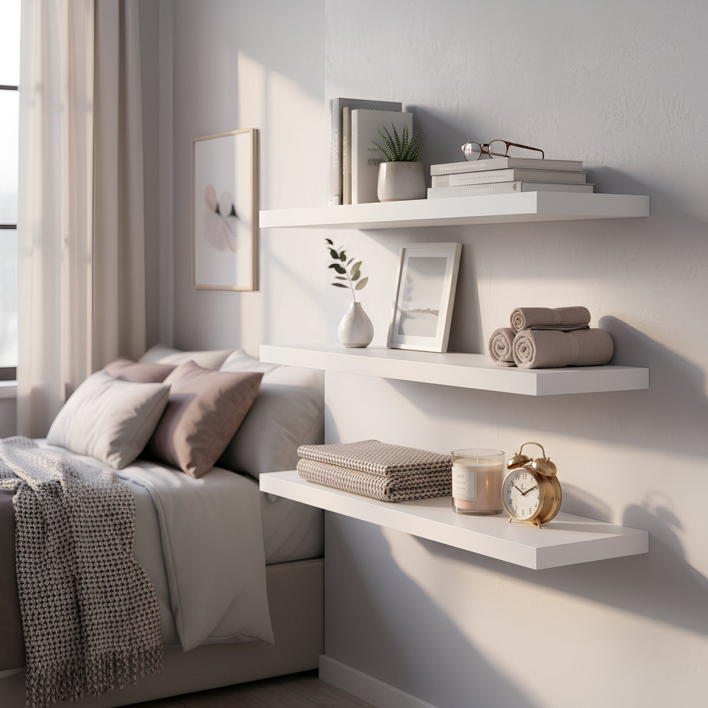 Harbour Housewares 100cm 6 Pack White Floating Shelf Image 4