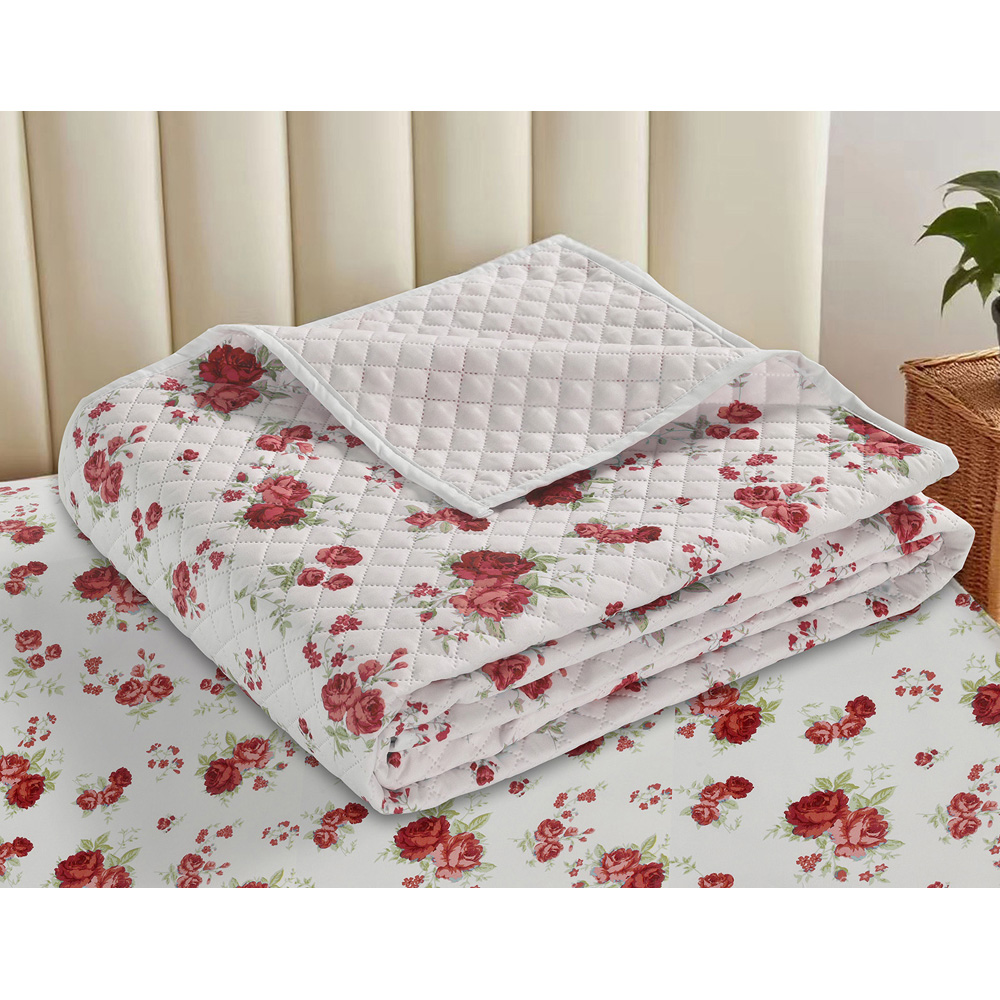 Florelle Florence White and Red Floral Throw 235 x 235cm Image 3