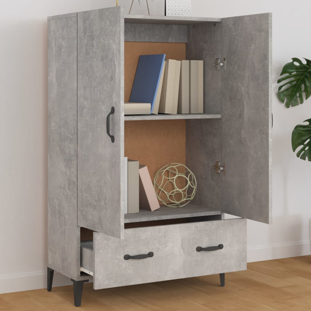 vidaXL 2 Door Single Drawer Concrete Grey Highboard Image 1