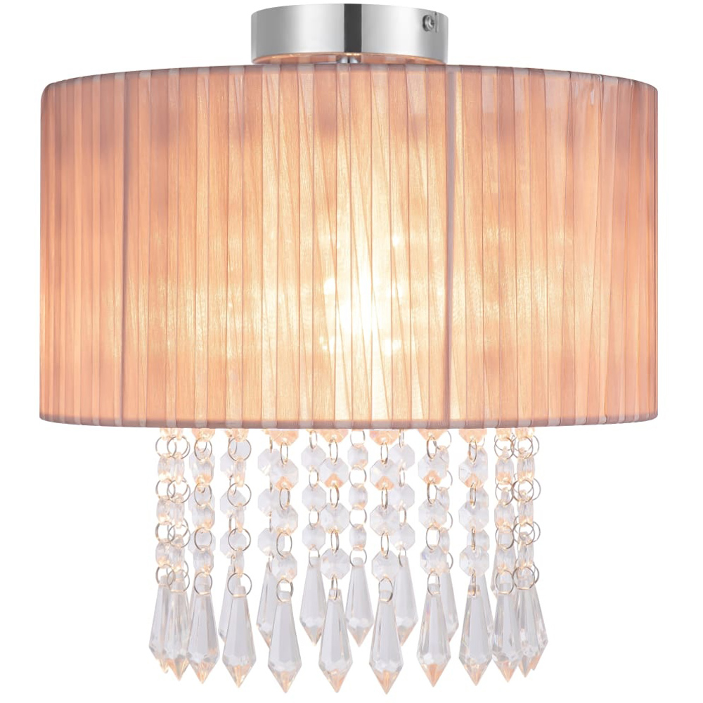 Cosylyte Winni Modern Beaded Voile Pink Shade Chrome Ceiling Light Image 3