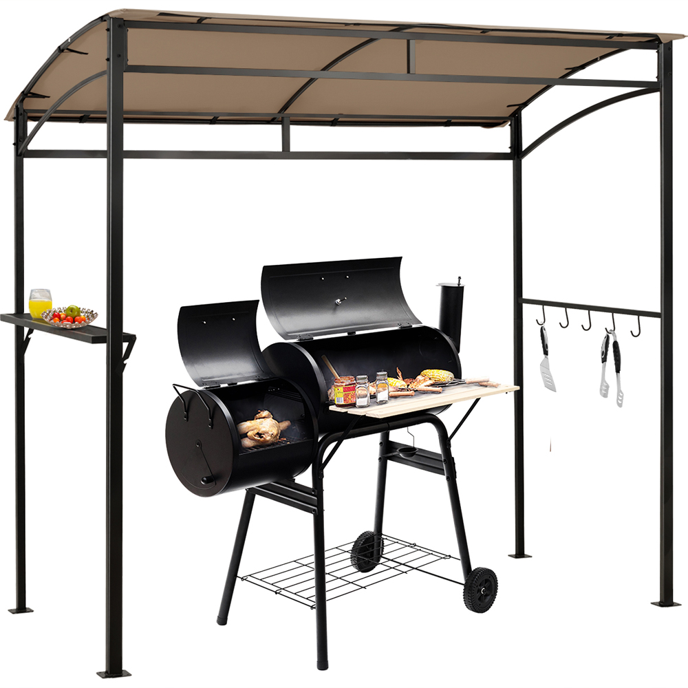 Costway 2.11 x 2.16m Coffee Grill Gazebo with Shelf and Hook Image 3