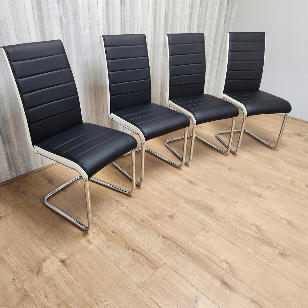 Kosy Koala 4 Seater Faux Leather Glass Dining Set Black Image 5