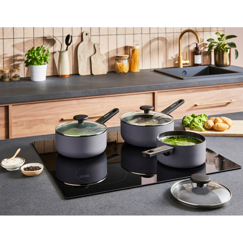 Morphy Richards Grey Recycled Aluminium 3 Piece Saucepan Set Image 7