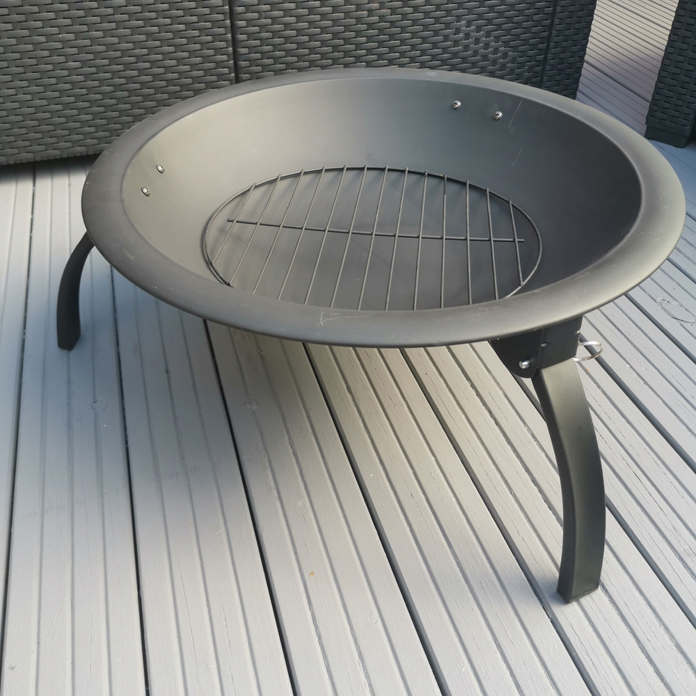 Samuel Alexander Chrome Steel Round Fire Pit with Guard Image 5