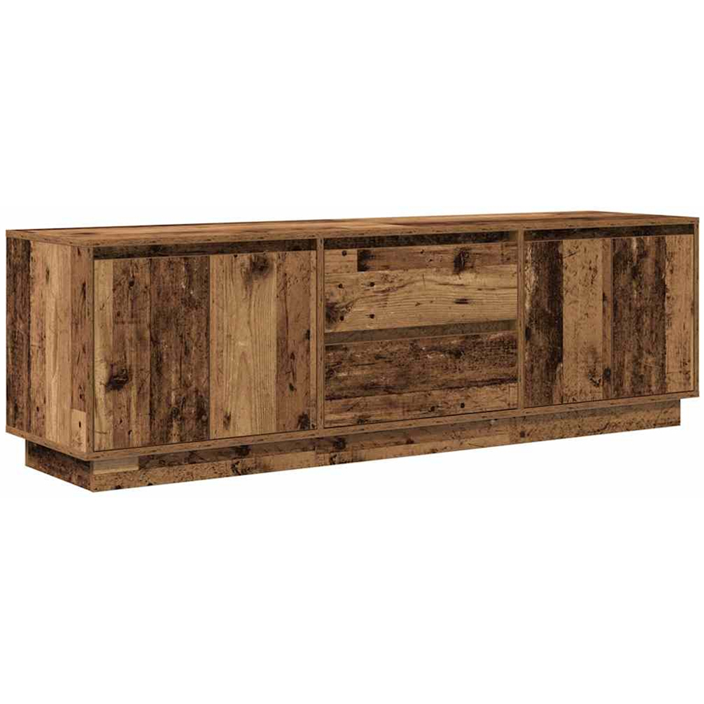 vidaXL 4 Door 2 Drawer Old Wood TV Cabinet with LED Lights Image 2