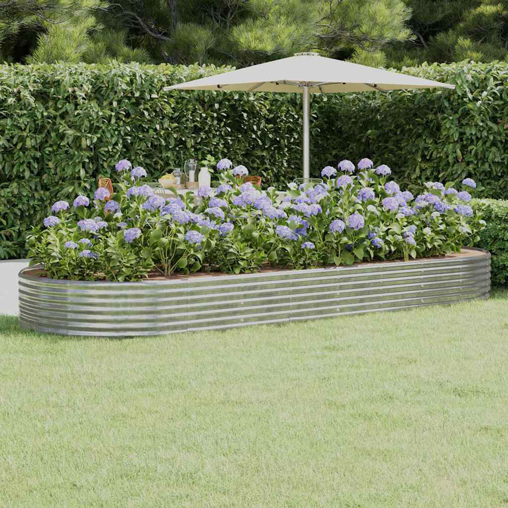 vidaXL Silver Galvanised Steel Raised Garden Bed 36 x 140 x 373cm Image 2