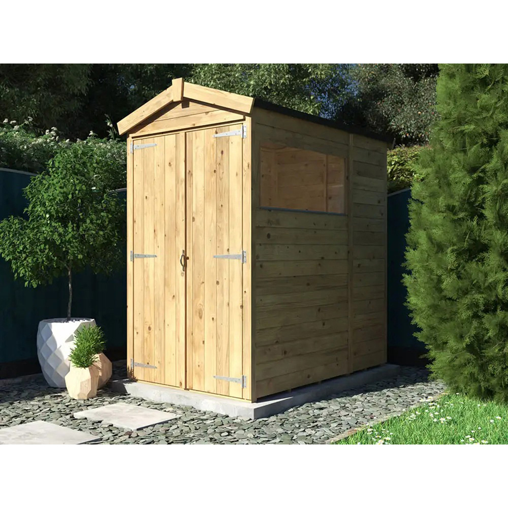 Dunster House Overlord 4 x 6ft Modular Brown Apex Garden Shed Image 3
