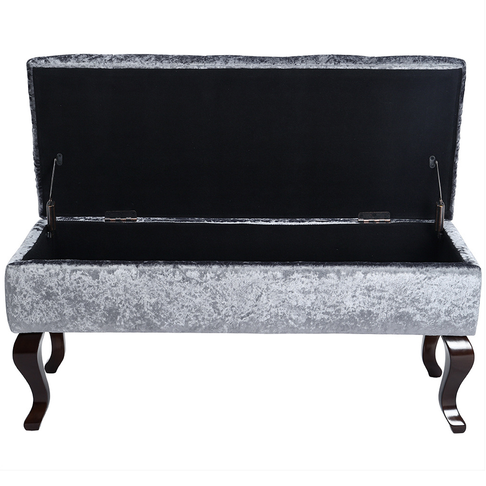 H&O Direct Ice Velvet Upholstered Storage Bench Image 3