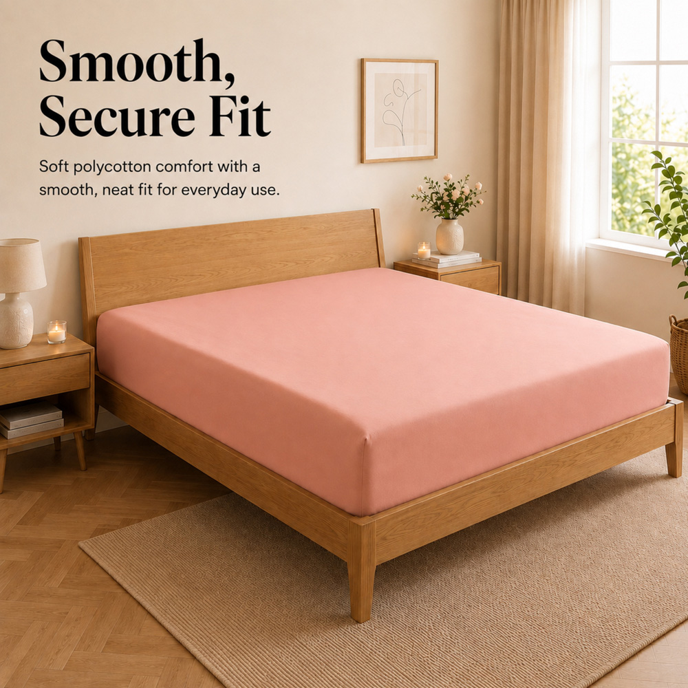 MHG Living Double Blush 30cm Deep Pocket Fully Elasticated Fitted Sheet Image 3