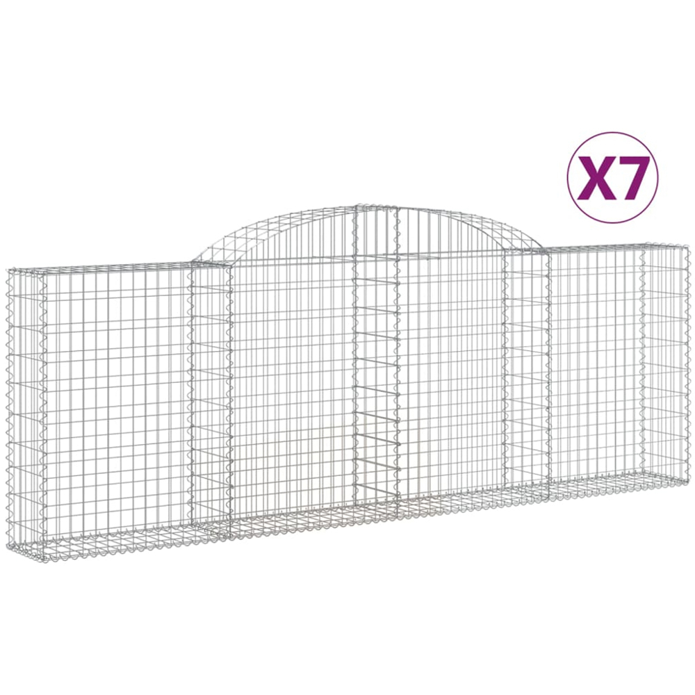 vidaXL Silver Galvanised Iron Arched Gabion Basket 300 x 30 x 100/120cm 7 Pack Image 4