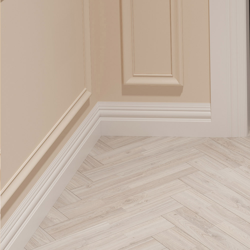National Skirting White Anglo Primed Skirting Board 18mm 140 x 3040mm Image 2