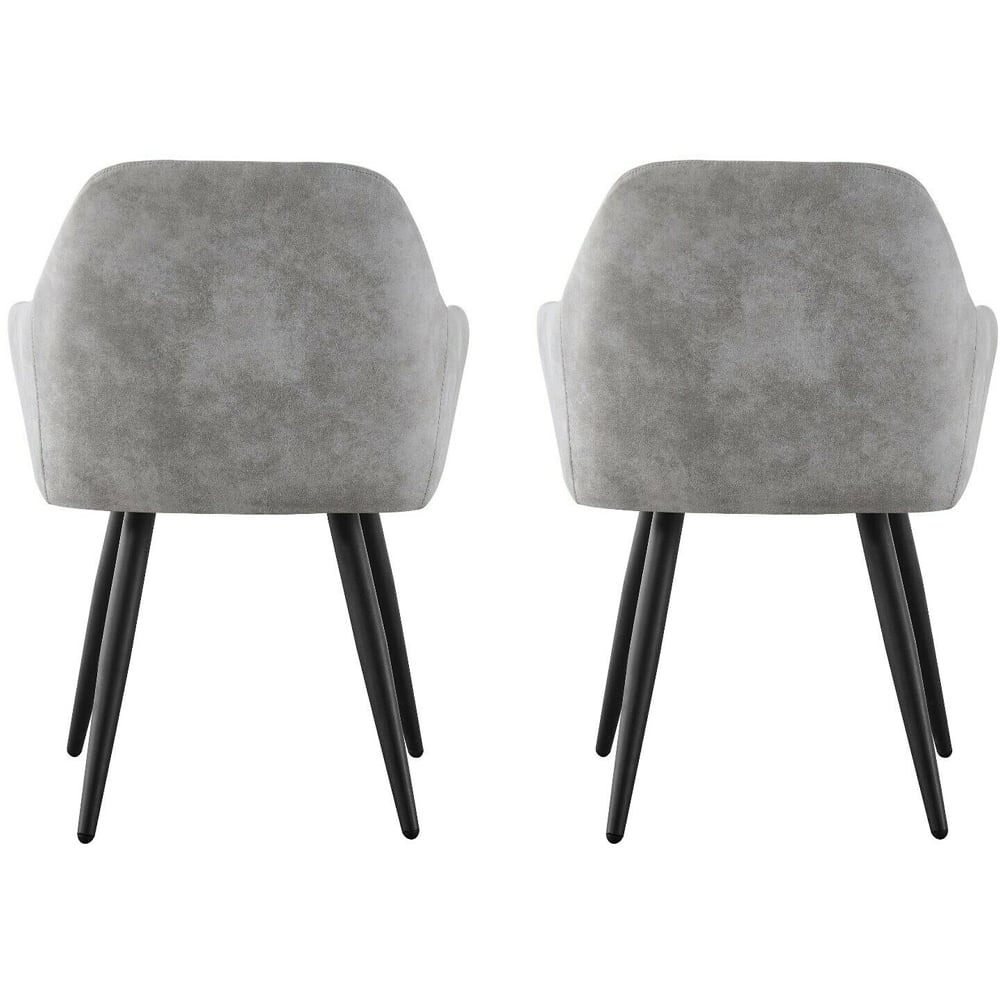 wilko Adrian Set of 2 Light Grey Suede Faux Leather Dining Chairs Image 5
