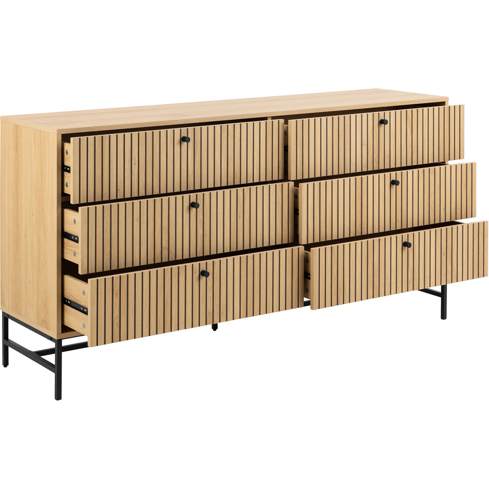 Florence Albany 6 Drawer Oak Wide Chest of Drawers Image 5