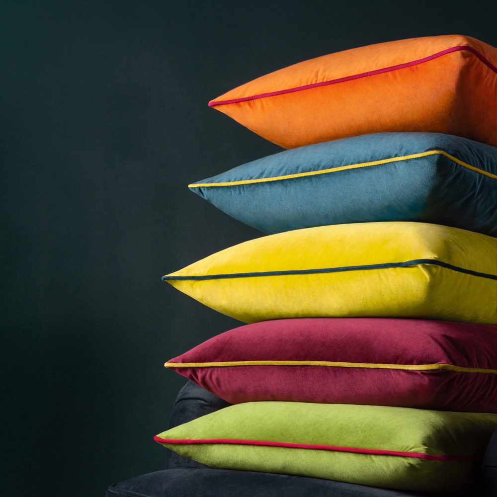 Paoletti Meridian Maroon Moss Velvet Cushion Image 4