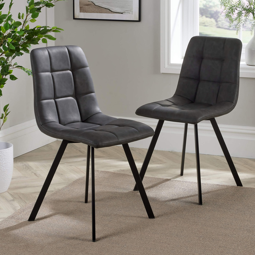Home Source Leia Set of 2 Grey Dining Chairs Image 6