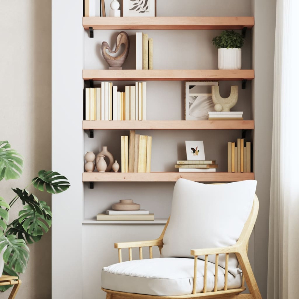 vidaXL 30 x 80cm Natural Oak Wood Wall Shelf Image 2
