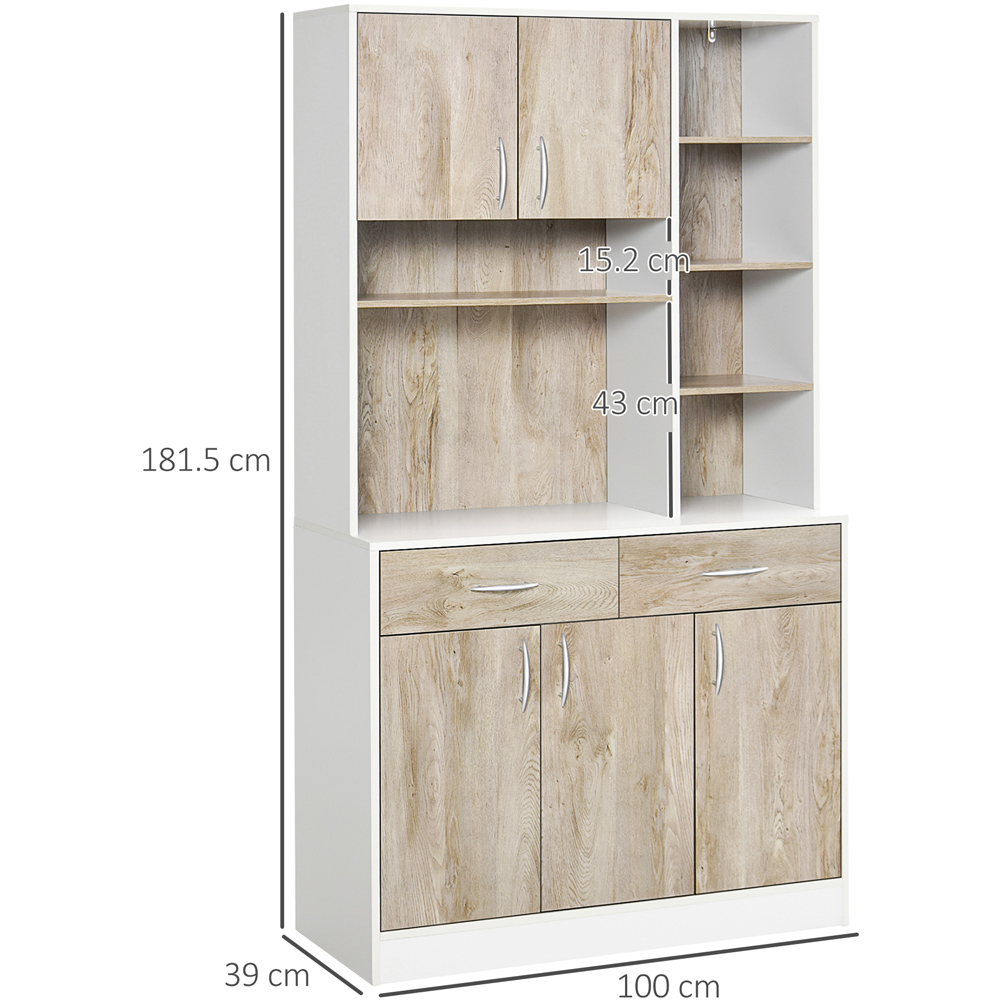 Portland 5 Door 2 Drawer Natural Wood Kitchen Storage Cabinet Image 7