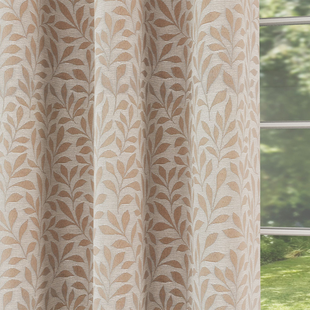 Enhanced Living Sherwood Natural Jacquard Leaf Thermal Blackout Eyelet Curtains 229 x 183cm Image 3