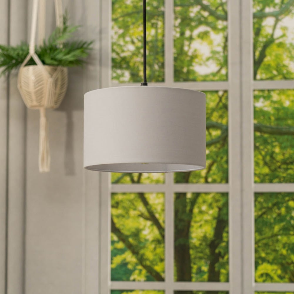 ValueLights Reni Grey Ceiling Drum Lamp Shade Small Image 3