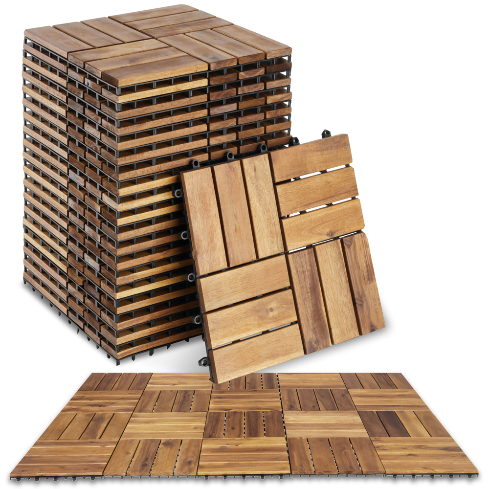 tectake Tabula 12 Slats Terrace Tiles 20 Pack Image 2