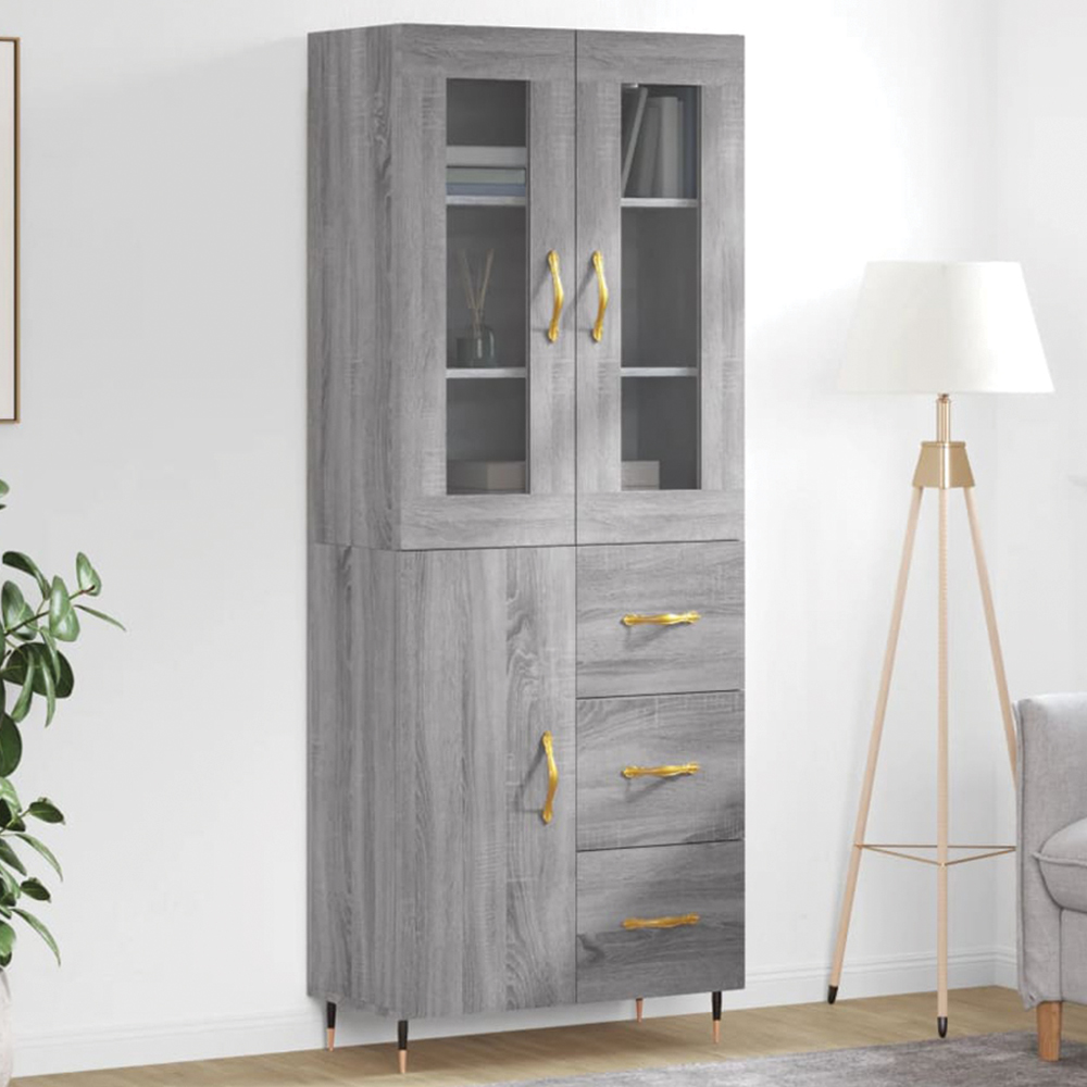 vidaXL 3 Door 3 Drawer Grey Sonoma Highboard Image 1