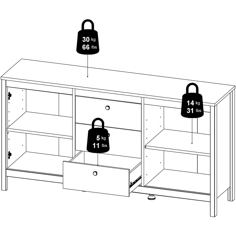 Florence Madrid 2 Door 3 Drawer Matt Black Sideboard Image 8