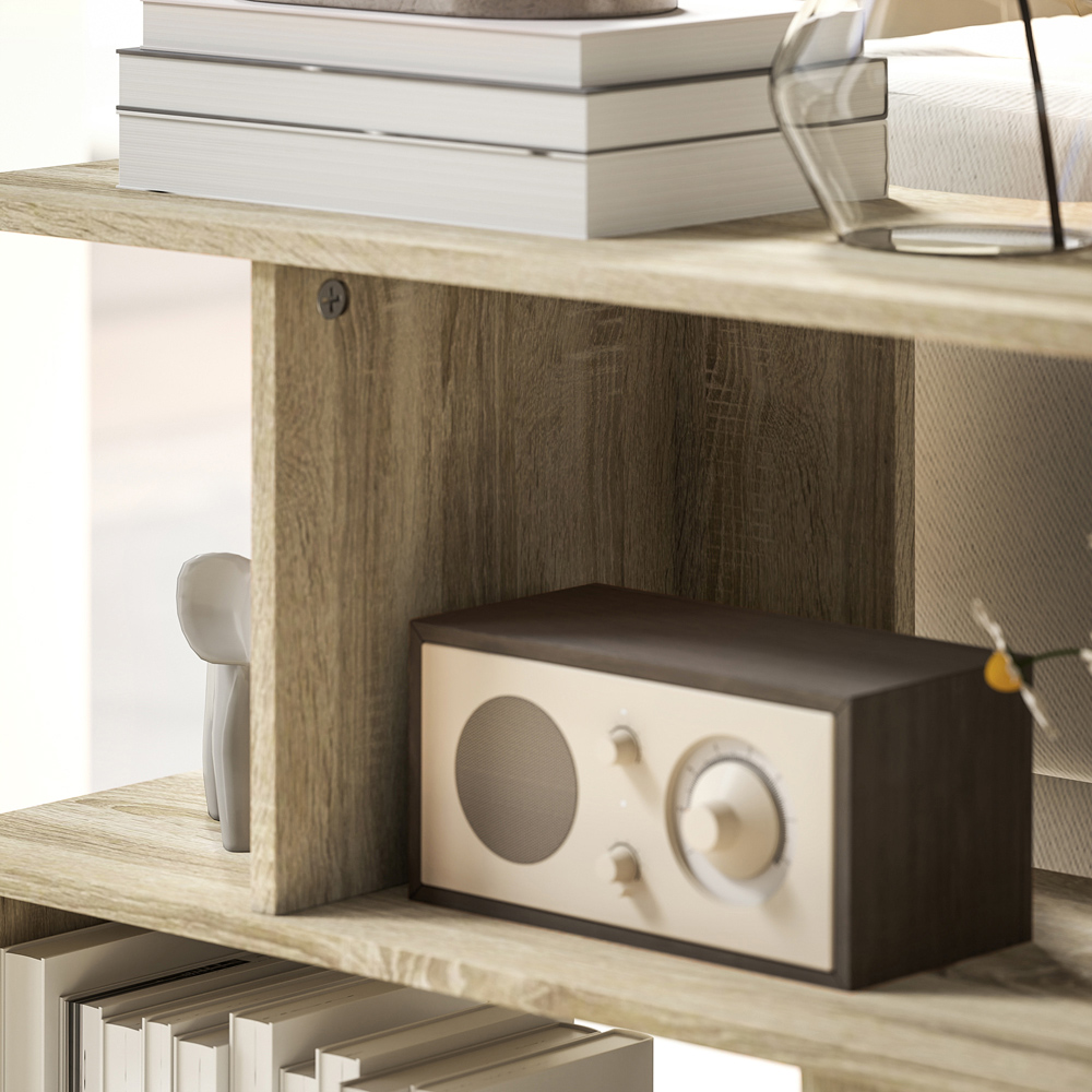 HOMCOM 4 Shelf Natural Wood Finish S Shaped Nightstand Image 3