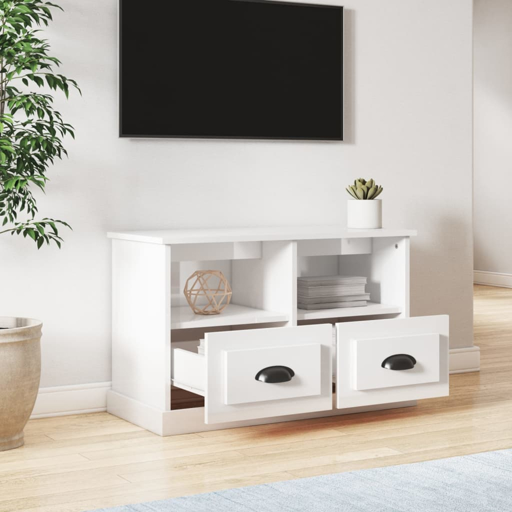 vidaXL 2 Drawer 2 Shelf White TV Cabinet Image 8