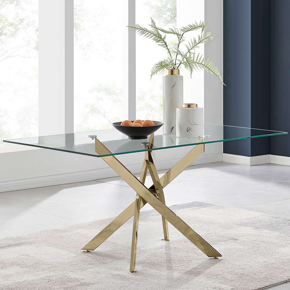 Furniturebox Tavalo 6 Seater Dining Table Gold Image 6