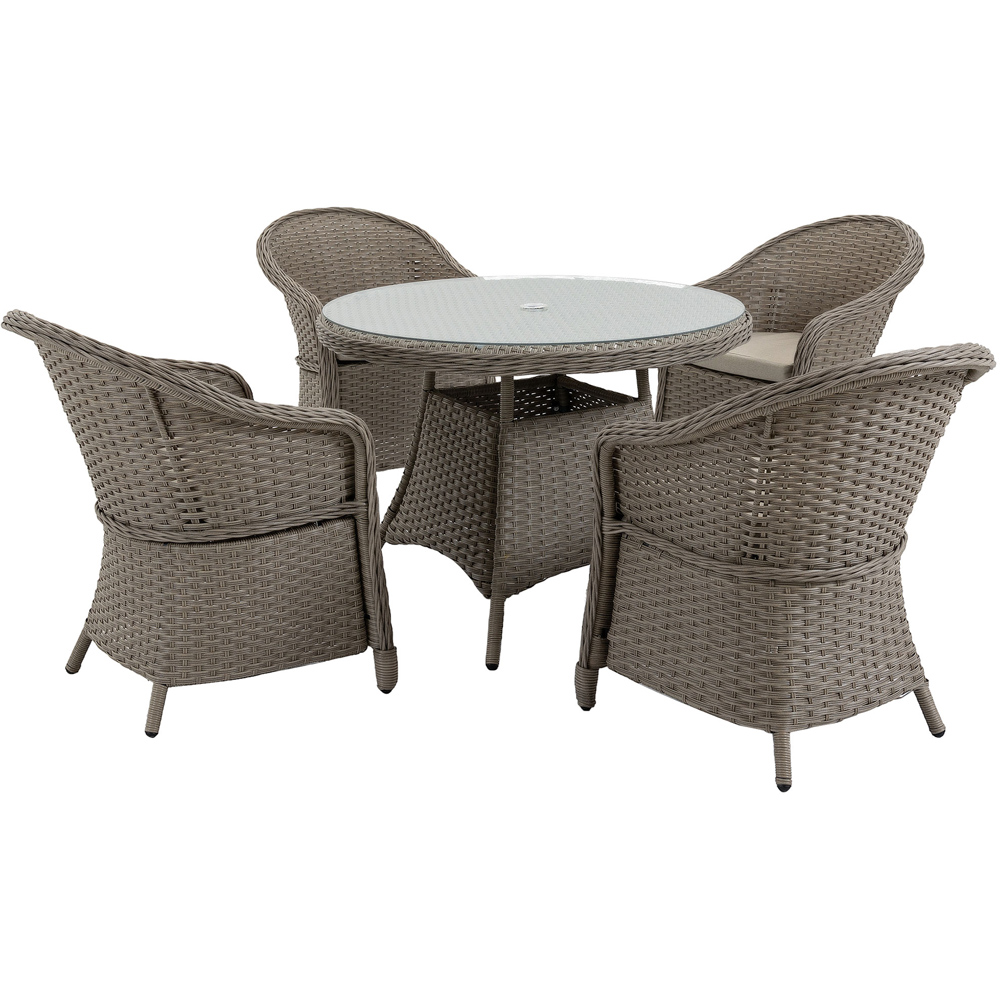 Outsunny PE Rattan 4 Seater Garden Dining Set Mixed Grey Image 2
