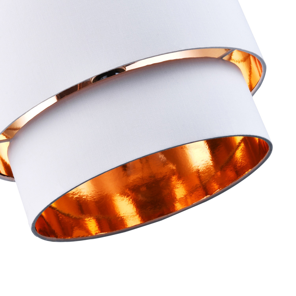 Happy Homewares Bright White Cotton Double Tier Shiny Copper Inner Pendant Shade Image 5