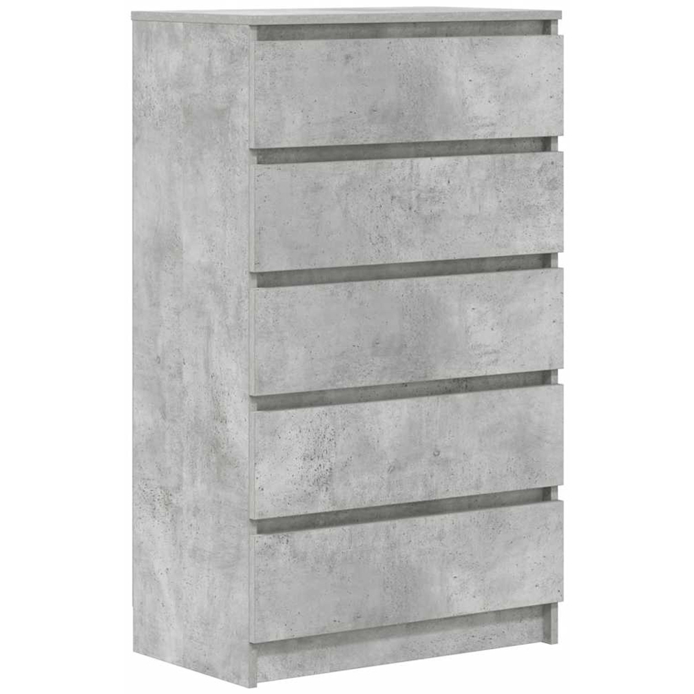 vidaXL 5 Drawer Concrete Grey Bedside Cabinet Image 2