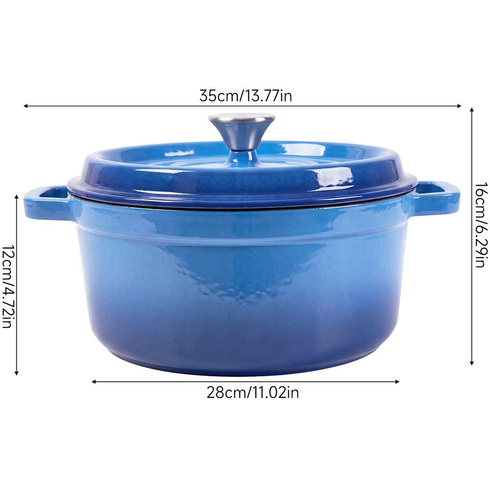 Living and Home Gradient Blue Enamelled Cast Iron Dutch Oven Pot 6L Image 8